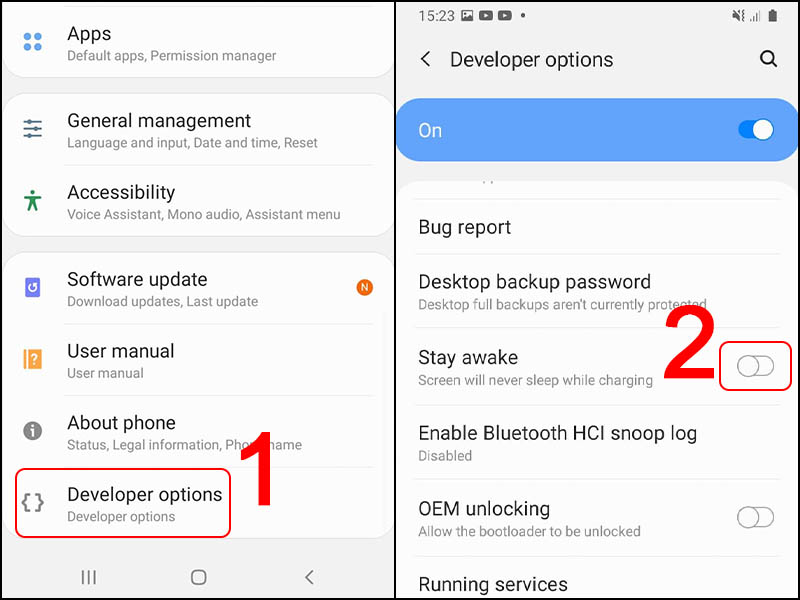 Tắt chế độ Stay awake